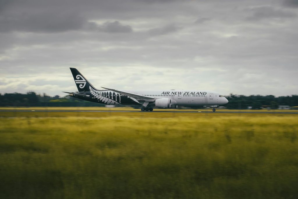 Aterrizaje de un avión en Nueva Zelanda